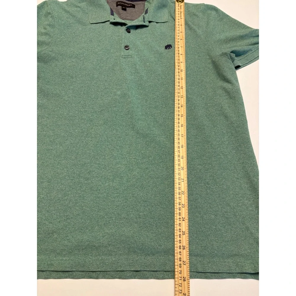 Banana Republic Polo Shirt Mens XL Green Short Sleeve Elephant Logo Pique Knit